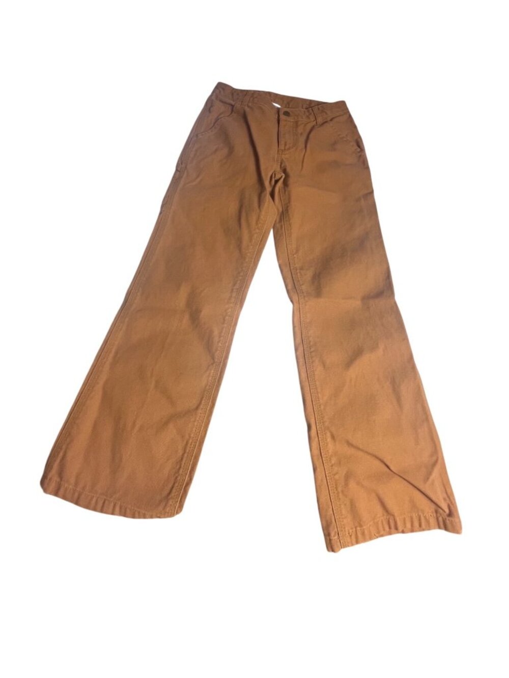 Carhartt Boys Canvas Dungaree Pants Brown 10 Durable Cotton Utility Pockets Adj